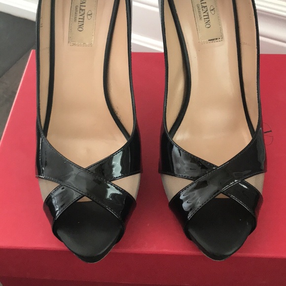 Valentino black leather peep toe heels - Picture 3 of 5
